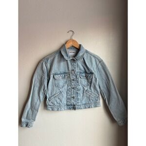 Old Navy Womens Denim Jacket Light Wash Cropped Trucker Style Size‎ Small